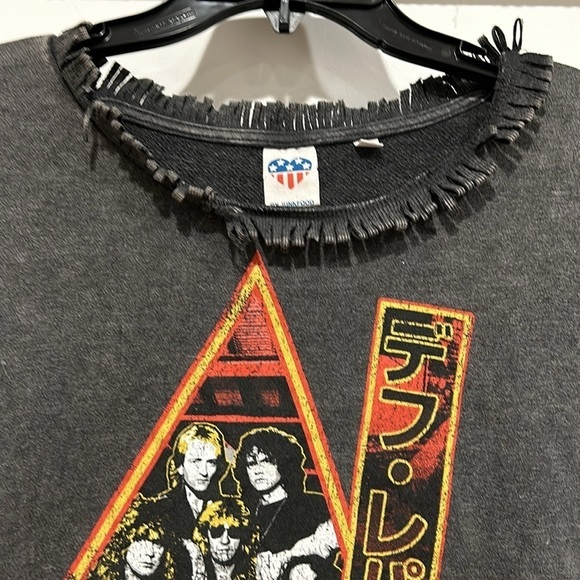 Junk food Def Leppard graphic vintage cropped gray pullover sweatshirt large top - Picture 3 of 6